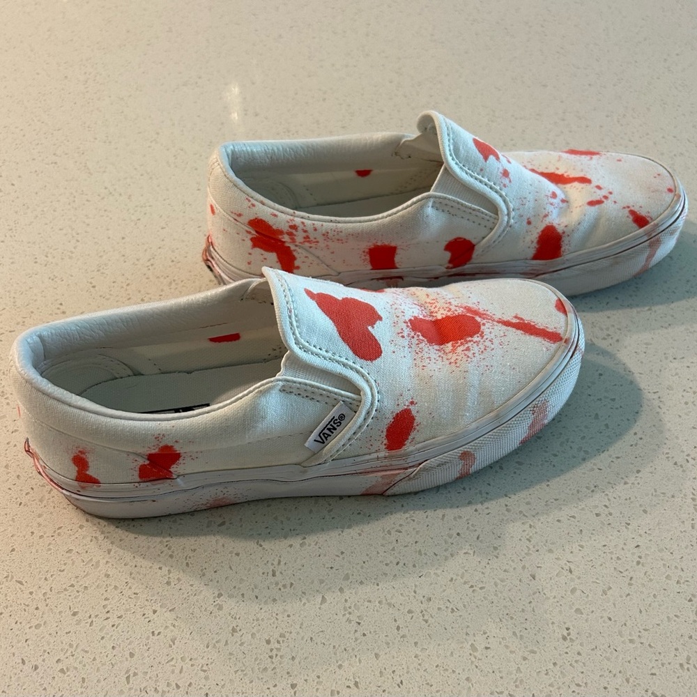 Kids Custom Blood Splatter Vans Slip-On.  Size 2.5